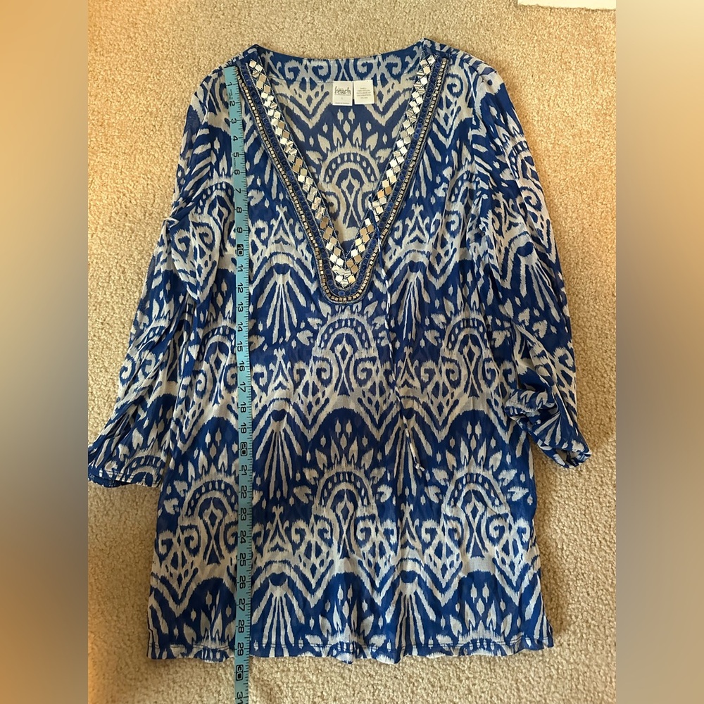 INC Beautiful Blue and White Embellished Tunic